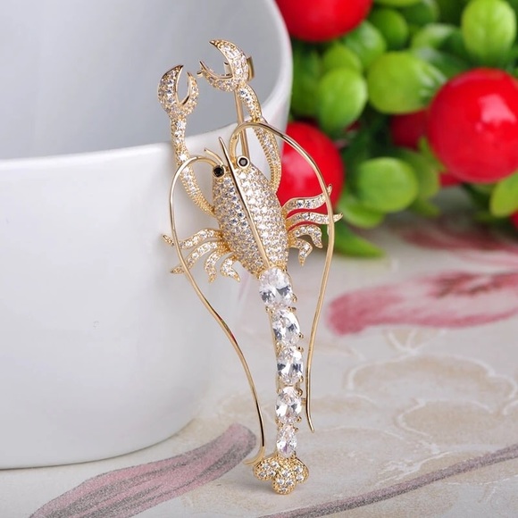 Vazira Queen Jewelry - VQ Rhinestones Lobster Brooch